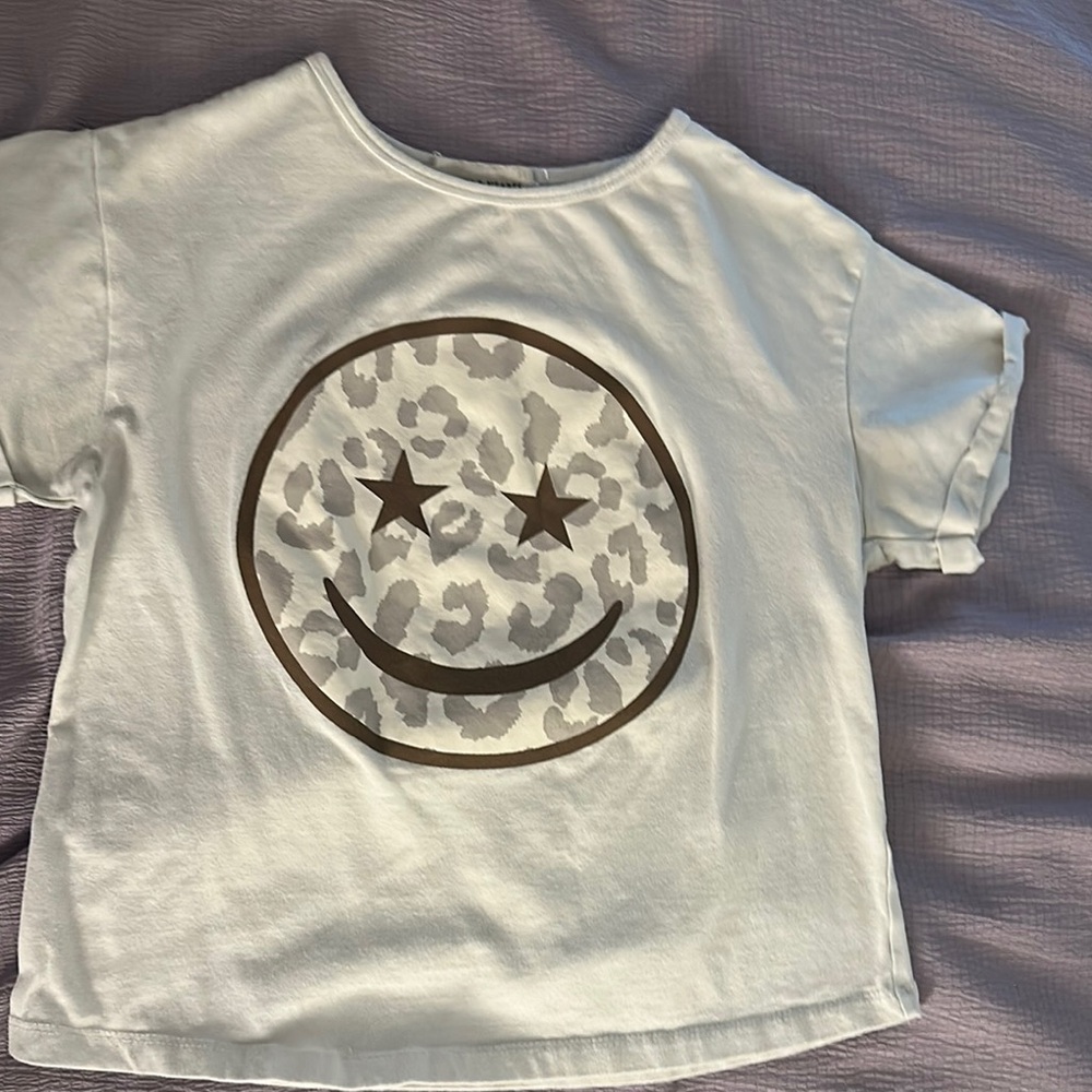 White and Brown Short Sleeve Tees with Graphic Designs